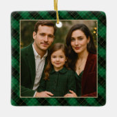 Elegante groene ruit persoonlijke foto  keramisch ornament (Voorkant)