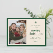 Elegante groene ruit tartan chique platte schoen feestdagenkaart (Staand voorkant)