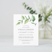 Elegante groene rustieke budget bruiloft uitnodigi (Staand voorkant)