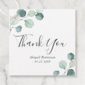 Elegante groene rustieke Eucalyptus Bruiloftsborre Bedankjes Labels (Voorkant)