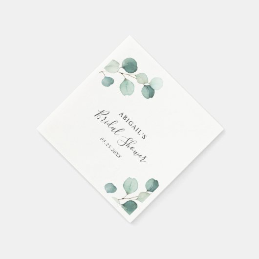 Elegante groene rustieke Eucalyptus Bruiloftsborre Servet (Hoek)