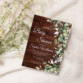 Elegante groene rustieke hout baby shower kaart