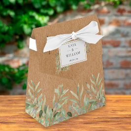 Elegante groene rustieke kraft bruiloft bedankdoosjes