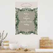 Elegante Groene Rustieke Trouwfeest Bord Poster (Keuken)