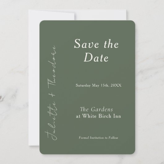 Elegante groene save the date (Voorkant)