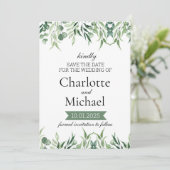 Elegante Groene Save the Date Template  Kaart (Staand voorkant)
