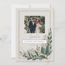 Elegante groene "Save the Date" uitnodiging