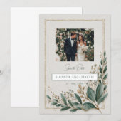 Elegante groene "Save the Date" uitnodiging (Voorkant / Achterkant)