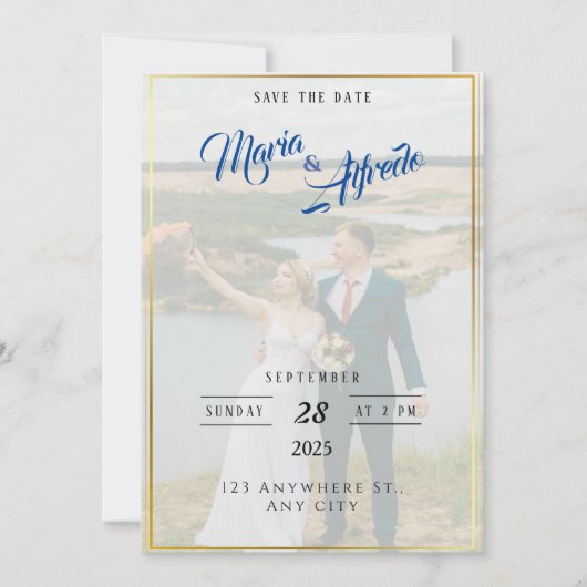 Elegante groene "Save the Date" uitnodiging (Voorkant)