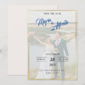 Elegante groene "Save the Date" uitnodiging (Voorkant / Achterkant)