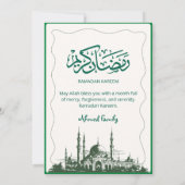 Elegante Groene Schets Moskee Iftar-diner Kaart (Achterkant)