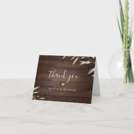 Elegante groene schuur hout county rustieke trouwd bedankkaart