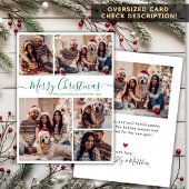 Elegante groene script 5 foto collage Kerstmis Feestdagenkaart