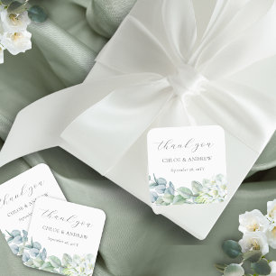 Elegante Groene Script Bedankt Trouwcadeau Vierkante Sticker