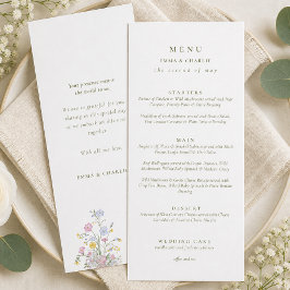 Elegante groene script dubbelzijdige trouwkaart menu