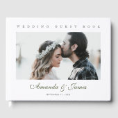 Elegante groene script foto bruiloft gastenboek (Voorkant)