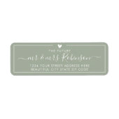 Elegante groene script huwelijksretouradreslabel etiket (Voorkant)