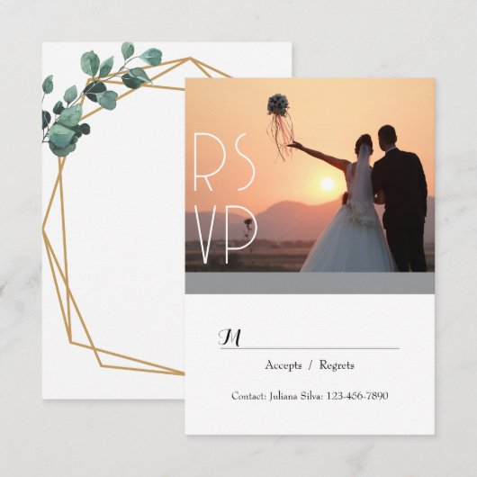 Elegante Groene Script RSVP Uitnodiging (Voorkant / Achterkant)