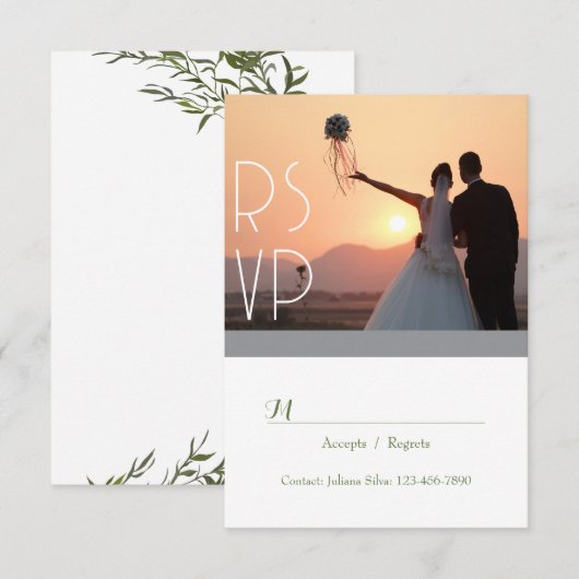 Elegante Groene Script RSVP Uitnodiging (Voorkant / Achterkant)