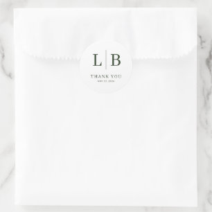 Elegante groene serif bedankkaart ronde sticker