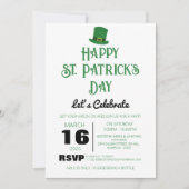 Elegante Groene Shamrock St. Patrick's Dag Feest Kaart (Voorkant)