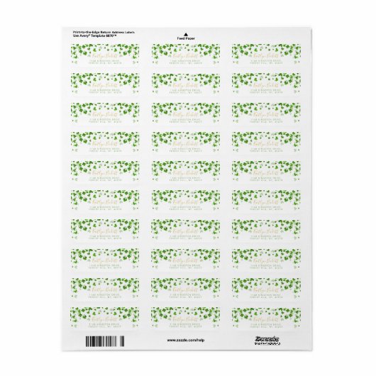 Elegante groene shamrocks Ierse St. Patrick's Day Etiket (Full Sheet)