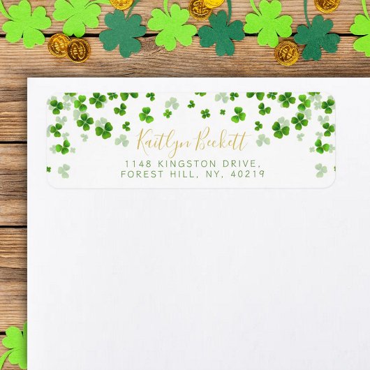 Elegante groene shamrocks Ierse St. Patrick's Day Etiket