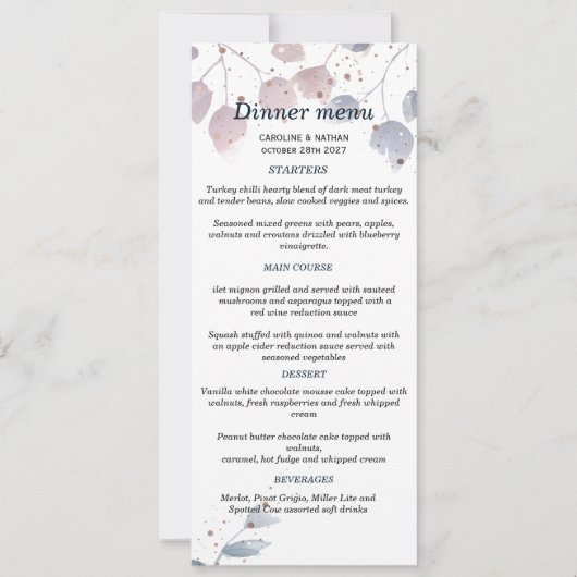 Elegante Groene Simpele Trouwmenu Kaart (Voorkant)