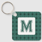 Elegante Groene Sleutelhanger met Monogram (Voorkant)