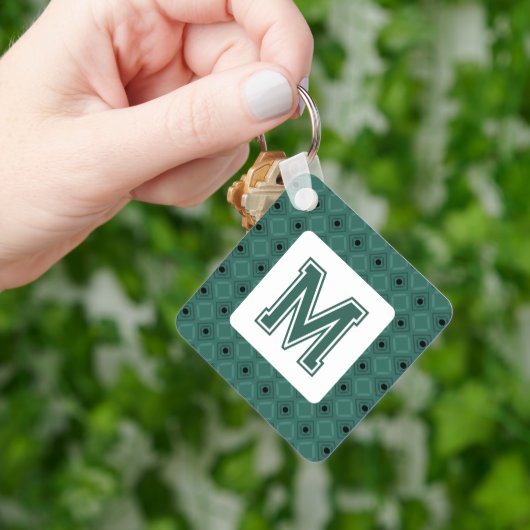 Elegante Groene Sleutelhanger met Monogram (Hand)