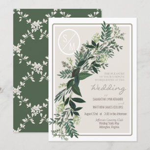 Elegante groene slinger varens en bessen kaart