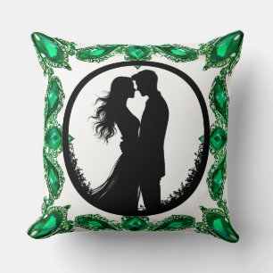 Elegante groene smaragd edelsteen frame kussen