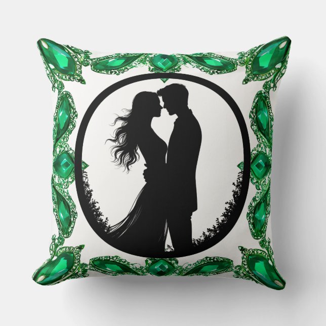 Elegante groene smaragd edelsteen frame kussen (Voorkant)