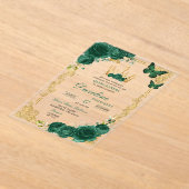 Elegante Groene Smaragd Kroon Quinceanera Acryl Uitnodigingen (Laagn)