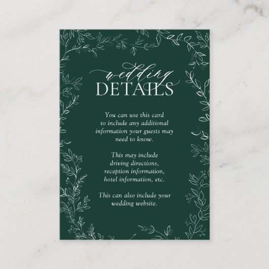 Elegante groene smaragden trouwdetails bijlage (Voorkant)