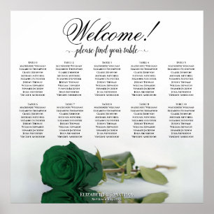 Elegante groene smaragdrozen 10 zitplaatsen tafels poster