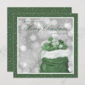 Elegante groene sneeuw vrolijke kerst feestdagenkaart (Voorkant / Achterkant)