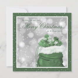 Elegante groene sneeuw vrolijke kerst feestdagenkaart