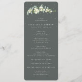 Elegante groene sneeuwbes + eucalyptus stengel bru programmakaart (Voorkant)