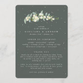 Elegante groene sneeuwbes + eucalyptus stengel bru programmakaart (Voorkant)