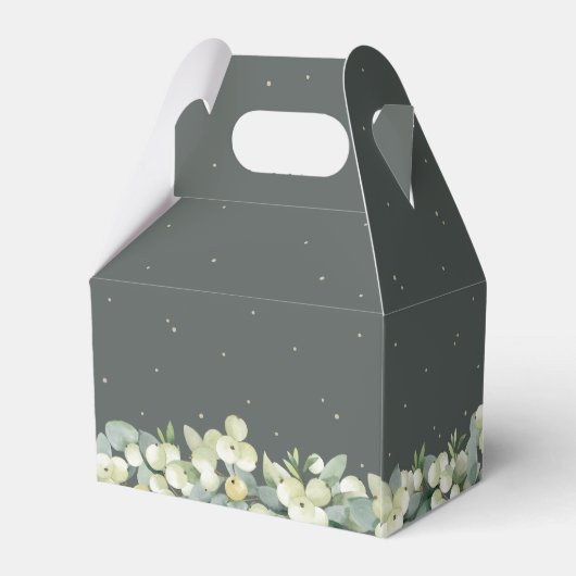 Elegante groene sneeuwbes + eucalyptus winter brui bedankdoosjes (Achterkant)