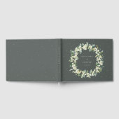 Elegante Groene Snowberry+Eucalyptus Krans Huwelij Gastenboek (Volledig)