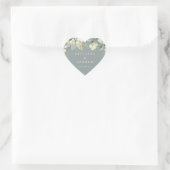 Elegante Groene Snowberry+Eucalyptus Krans Huwelij Hart Sticker (Tas)