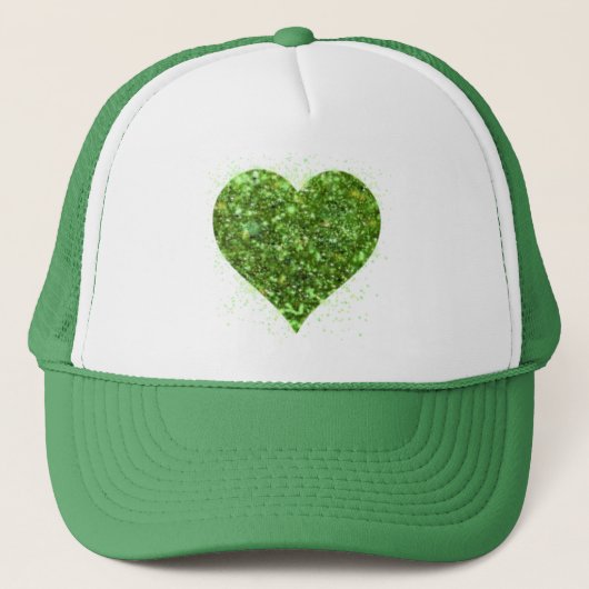 Elegante groene sprankeling glitter hart trucker pet (Voorkant)