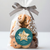 Elegante Groene Ster Prettig Kerstfeest Ronde Sticker