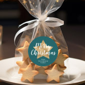 Elegante Groene Ster Prettig Kerstfeest Ronde Sticker