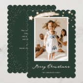 Elegante groene sterrenfoto Vrolijke kerst Kaart (Voorkant / Achterkant)