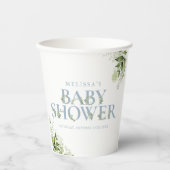 Elegante groene stoffige blauwe baby shower papieren bekers (Voorkant)