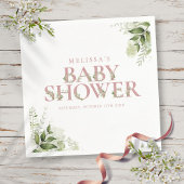 Elegante groene stoffige roze baby shower servet