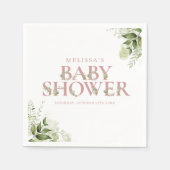 Elegante groene stoffige roze baby shower servet (Voorkant)